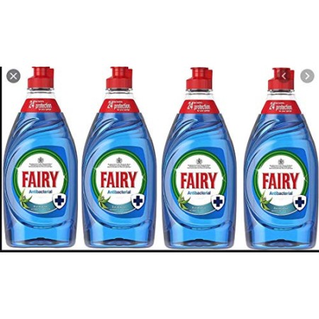 Fairy - Detergente liquido antibatterico per piatti, con fragranza di eucalipto, confezione da 4 flaconi, capacità: 383 ml