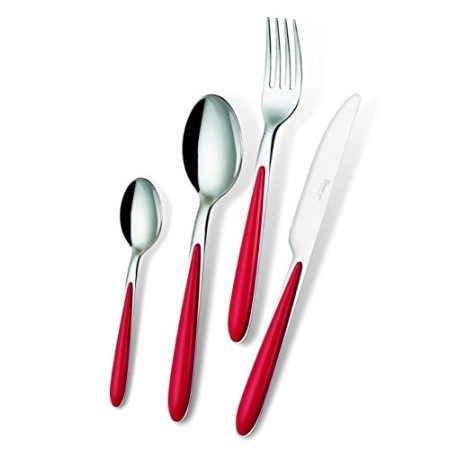 Eme Posaterie Caribe Rosso 11 - Set di Posate da Tavola in acciaio inossidabile 18/0, Nichel Free, per 6 Persone, 24 Pezzi