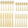Amazonbasics - Servizio di 24 posate per 6 persone, stile moderno, colore: Oro
