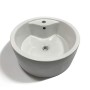 Lavabo Da Appoggio Ceramica Bianco Tondo Lavandino Lavello Arredo 46x46x16 Cm