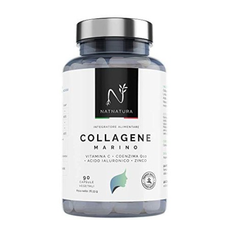 Collagene marino idrolizzato. Collagene con Acido ialuronico + Coenzima Q10 + Vitamina C + Zinco. Energia, pelle sana e articola