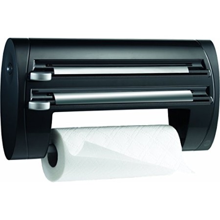 Emsa 509247 Superline Portarotolo Triplo, Acciaio Inossidabile, Nero