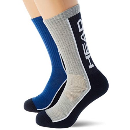 Head Performance Crew Socks (3 Pack) Calze da Tennis, Melange Blu/Grigio, 35/38 (Pacco da 3) Unisex-Adulto