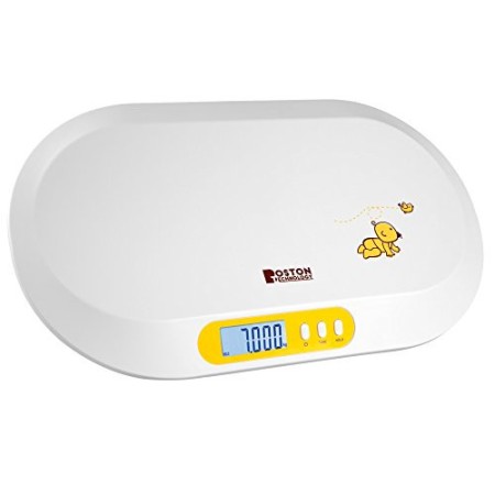 Boston Tech BA-104 - Bilancia digitale per neonati e animali domestici. con schermo LCD, funzione di tara e misuratore di altezz