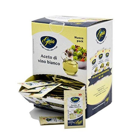 Gaia Aceto di Vino Bianco - 198 Bustine Monodose da 5 Ml - 990 Gr
