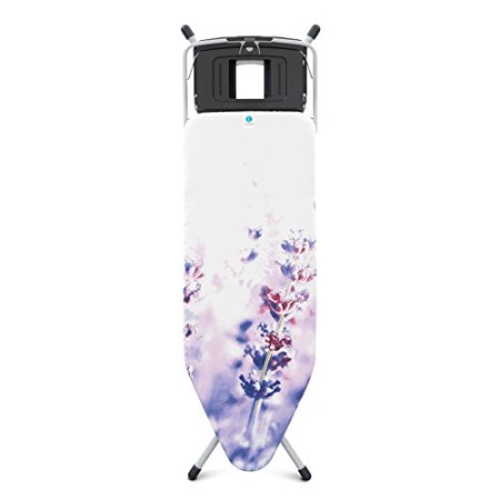 Brabantia XL Comfort Asse da Stiro con Portacaldaia Richiudibile, 124 x 45 cm, Lavender, accaio inox / cotone / poliestere / pla