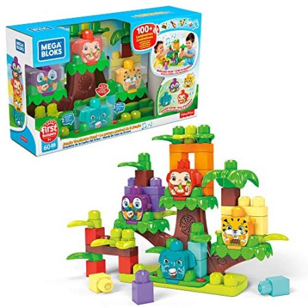 MEGA Bloks Giungla Musicale, con Musica, Suoni e 60 Pezzi da Costruzione, Giocattolo per Bambini 1+ Anni, GGG11