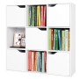 Homfa Mensola Libreria in Legno con 9 Cubi 5 Ante Mobile Portaoggetti Scaffale Cubo Porta Libri CD Bianca 90 × 29 × 90cm