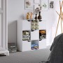 Homfa Mensola Libreria in Legno con 9 Cubi 5 Ante Mobile Portaoggetti Scaffale Cubo Porta Libri CD Bianca 90 × 29 × 90cm