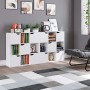 Homfa Mensola Libreria in Legno con 9 Cubi 5 Ante Mobile Portaoggetti Scaffale Cubo Porta Libri CD Bianca 90 × 29 × 90cm