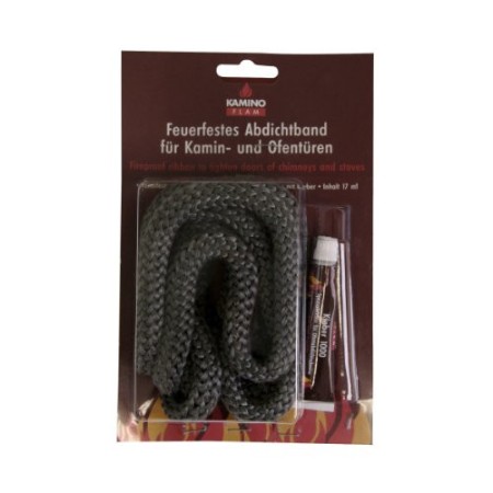 Kamino-Flam 333213 Corda Ignifuga per Stufa Camino o Forno, Nero, 1,4x1,4x200 cm