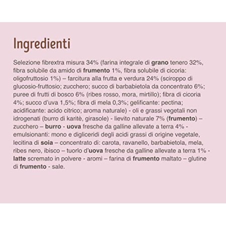 Misura Cornetti Fibrextra Frutti di Bosco, Barbabietola e Uva | 100% Farina Integrale | Confezione da 300 grammi