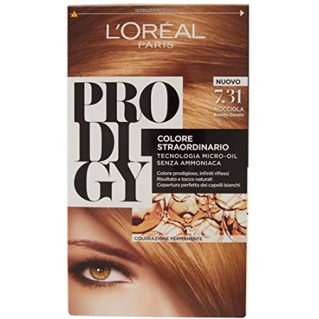 L'Oréal Paris Colorazione Permanente per Capelli Prodigy, 7.31 Nocciola Biondo Dorato
