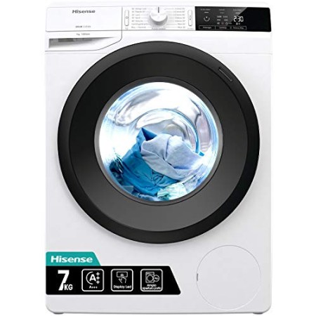 Hisense WFGE7012/S Lavatrice freestanding a carica frontale Slim, Capacità 7 Kg, Classe energetica A+++, 1200 giri. Dimensioni 