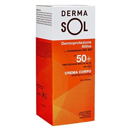 Dermasol Crema Solare Corpo Protezione Molto Alta, SPF 50+ con Estratti di Fiori d'Arancio - 100 Gr