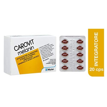 Carovit Melanin Integratore Alimentare a Base di Melanina e Vitamina C ed E, 20 Compresse, 30 Gr