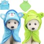 Fiyuer Accappatoio per Cani 2 PCS Asciugamano Cani Piccoli Asciugatura Rapida per Cane Pigiama Piccolo Blu Verde
