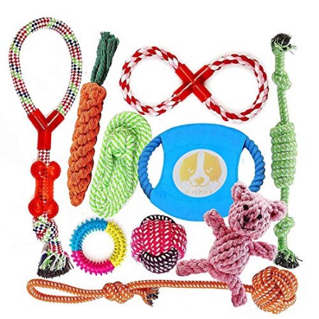 FONPOO Giochi Cane,Corda Cane Resistenti Giochi per Cani Grandi Giochi Cane Cucciolo Set Giochi Cane 10 Pezzi