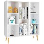 Homfa Scaffale Espositore per Soggiorno e Ufficio, Libreria Moderna con Ripiani Irregolari, Mobile Decorativo in Legno con 8 cub