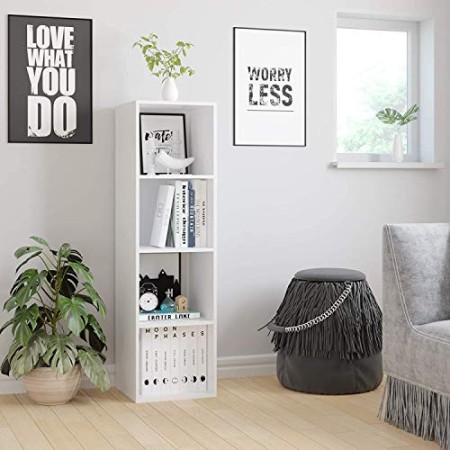 Homfa Libreria Mobile per Archiviazione con Mensola in Legno, Scaffale Cubo per Libri (Bianco, 30x30x106cm)