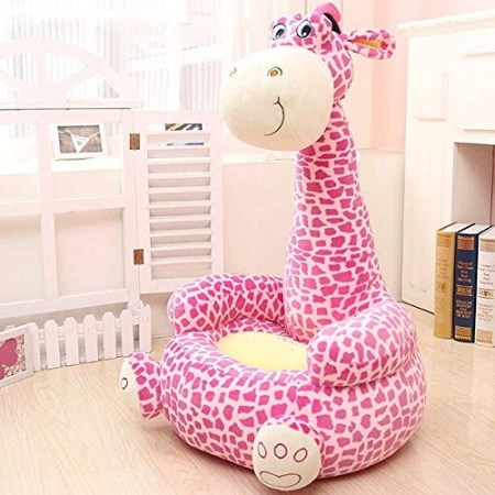 BAKAJI Divano Poltroncina Divanetto Bambini Maxi Peluche Forma Giraffa Sedia con Seduta Imbottita Arredo Stanzetta Cameretta Bim