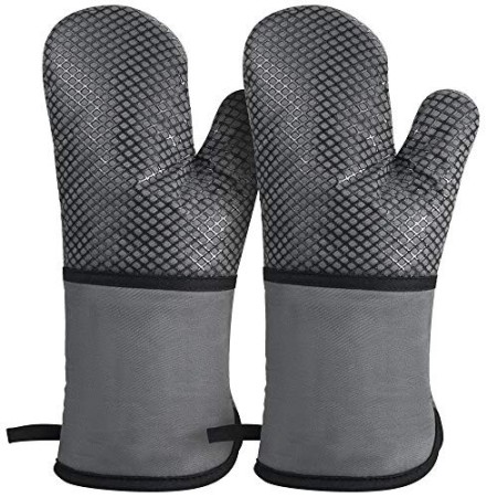 1 paio di Guanti da Forno Resistenti al Calorein, Guanti da Barbecue in Silicone, Guanti da Cucina Antiscivolo, Cotone Guanti da