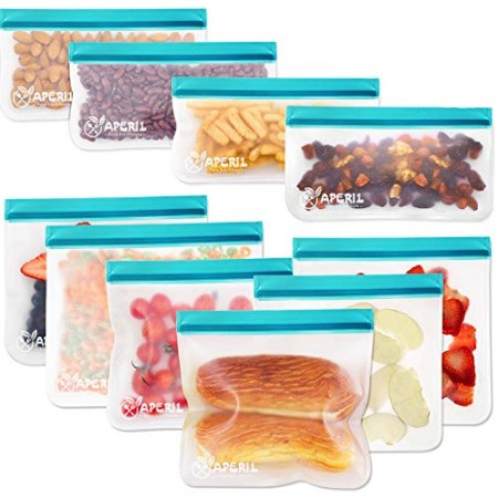 Sacchetti Riutilizzabili per Alimenti, 10 Pezzi Sacchi Portaoggetti Congelatori Borsa, Ecologico per Pane, Sandwich, Tostapane