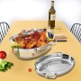 Eono Essentials Teglia per arrosti a induzione ovale, in acciaio inossidabile, con griglia e coperchio e maniglie, lavabile in l