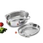 Eono Essentials Teglia per arrosti a induzione ovale, in acciaio inossidabile, con griglia e coperchio e maniglie, lavabile in l