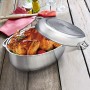 Eono Essentials Teglia per arrosti a induzione ovale, in acciaio inossidabile, con griglia e coperchio e maniglie, lavabile in l