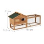 Relaxdays, Naturale Conigliera per Esterni, con Recinto, in Legno, per Conigli per Animali Piccoli, Criceti, 71x154x51,5
