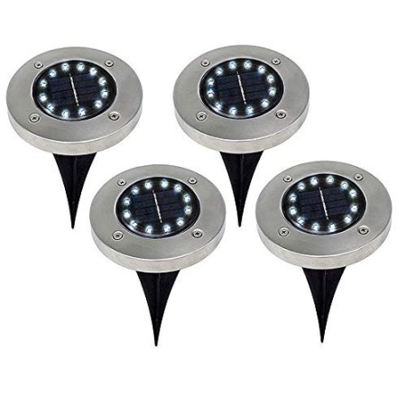 JP-LED® 4 Pezzi, Luci Solari Per Giardino Impermeabili Con 12 Led【Lampada Traccia Sentieri Con Ricarica Automatica Energia So
