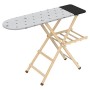 Gimi Legno Tech Asse da Stiro in Legno, con Fascia Poggiaferro, con Portabiancheria, Piano in Legno Multistrato 117 x 34 cm, Reg