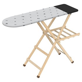 Gimi Legno Tech Asse da Stiro in Legno, con Fascia Poggiaferro, con Portabiancheria, Piano in Legno Multistrato 117 x 34 cm, Reg