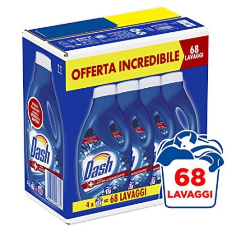 Dash Detersivo Lavatrice Igienizzante Liquido, Formato Convenienza 68 Lavaggi, 4 Confezioni da 17 Lavaggi