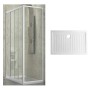 Ogomondo Cabina Doccia Slide 3 Lati Cristallo Temprato Trasparente 100x70x70 + Piatto Doccia Porcellana h6,5cm