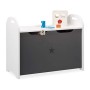 Relaxdays, Bianco-Grigio Portagiochi Bambini, Mobiletto per Giocattoli, Panca con Coperchio, HLP 47x57x30 cm, con Stella, Pannel