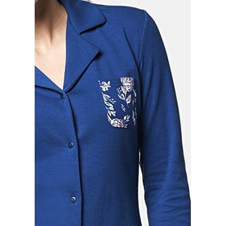 LOVABLE Cotton Interlock Set di Pigiama, Blu, L Donna