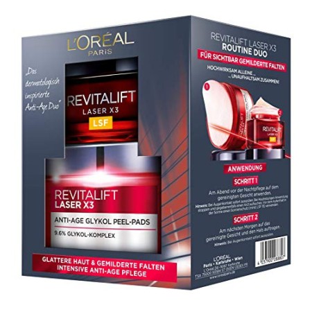 L'Oréal Paris Revitalift Laser X3 Routine Duo Set per la cura del viso intensiva anti-età, attenua le rughe e garantisce una p