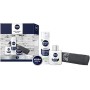Nivea Men Gentlemans Basics, set regalo con balsamo dopobarba, schiuma da barba, crema e asciugamano, set da rasatura per uomo c