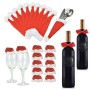 Lynlon Natale tavolo Babbo Natale cappello [10 sacchetto di posate + 10 bicchieri di vino decorazione + 2 bottiglia di vino vetr