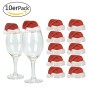 Lynlon Natale tavolo Babbo Natale cappello [10 sacchetto di posate + 10 bicchieri di vino decorazione + 2 bottiglia di vino vetr
