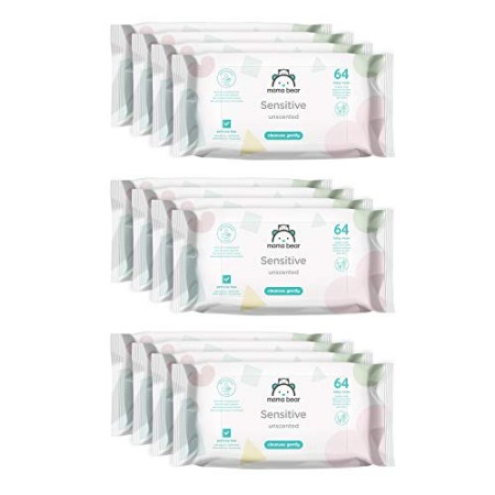 Marchio Amazon - Mama Bear Sensitive Salviette umidificate per bebè - 12 confezioni x 64 salviette (768 pezzi)