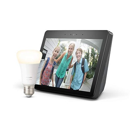 Echo Show (2ª generazione) – Resta sempre in contatto con l'aiuto di Alexa – Nero + Lampadina Philips Hue White