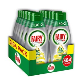 Fairy Platinum Gel Detersivo per Lavastoviglie Limone, 384 Lavaggi, Maxi Formato da 12 x 32 Lavaggi, 100% Dissoluzione e una Pul