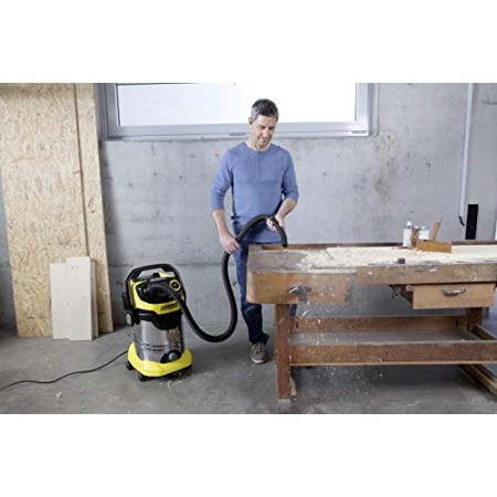 Kärcher WD 6 P Premium Aspiratore Solidi-Liquidi - Capacità 30l, 260 Air Watt, 1300 W, Presa Elettroutensile - Due Tubi Rigidi