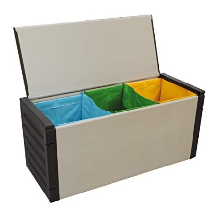 Adventa Cassapanca per la Raccolta Differenziata (Interno/Esterno), Grigio Nero, 85 x 34 x 39.5