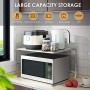 Amzdeal Mensola Microonde Forno, Stabile Scaffale da Cucina a Doppio Strato, Mensola Angolare in Metallo e Legno