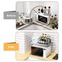 Amzdeal Mensola Microonde Forno, Stabile Scaffale da Cucina a Doppio Strato, Mensola Angolare in Metallo e Legno