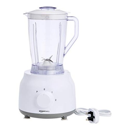 AmazonBasics - Robot e frullatore da cucina, 600 W, ciotola da 2,4 L e caraffa per frullatore da 1,25 L